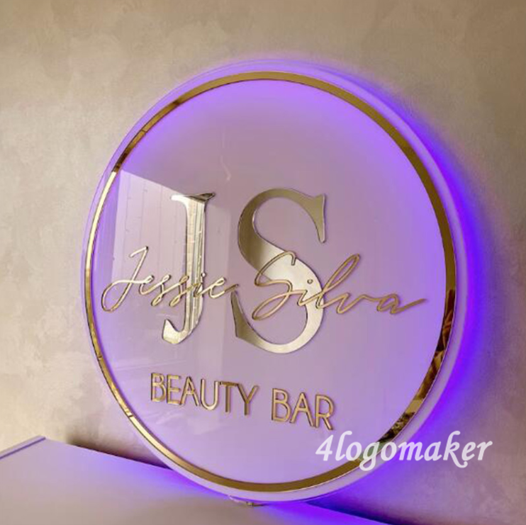 Custom Business Logo Sign, Salon Decor Sign, Backlit Letter Sign, Clinic Business Sign, Laser cut Signboard, Halo Lit Sign, Med Spa Sign
