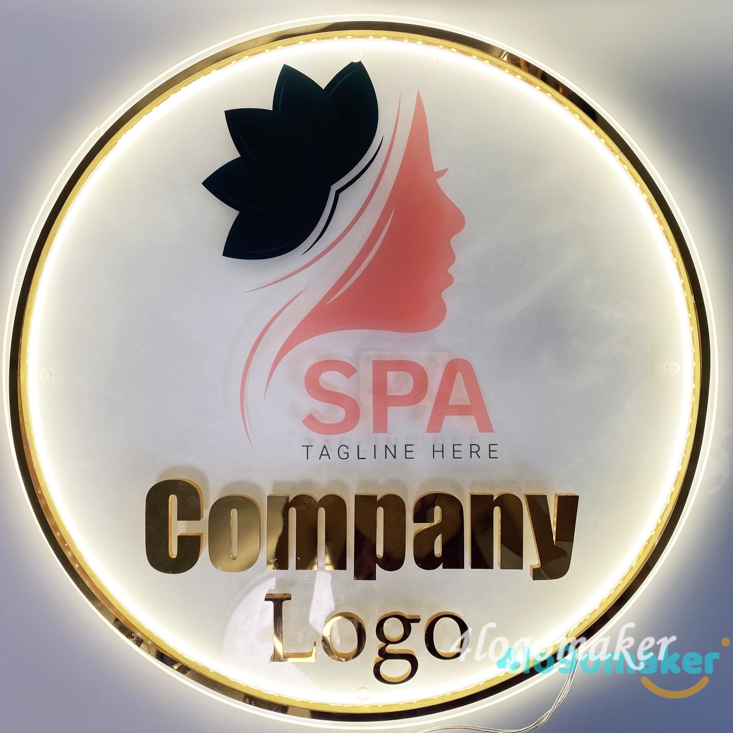 Acrylic Logo Sign, Round Business Sign, Nails Studio Sign, Clinic Sign, Small Sign, Beauty Salon Sign, Neon Acrylic, Bar Sign, Light up Sign