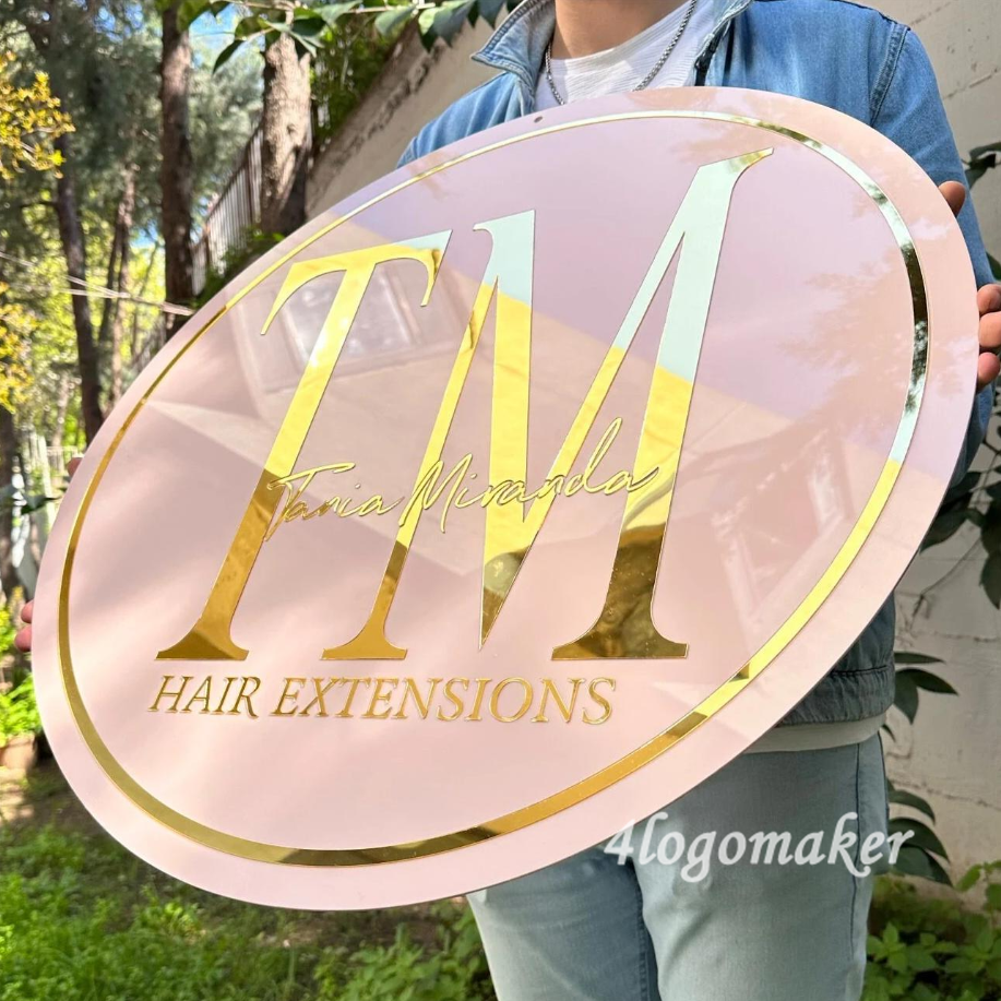 Custom Backlit Sign,Acrylic Sign,Gold Letter Sign,Round Acrylic Signage,Wall Logo Sign For Salon Beauty Studio Sign Decor,Business Sign
