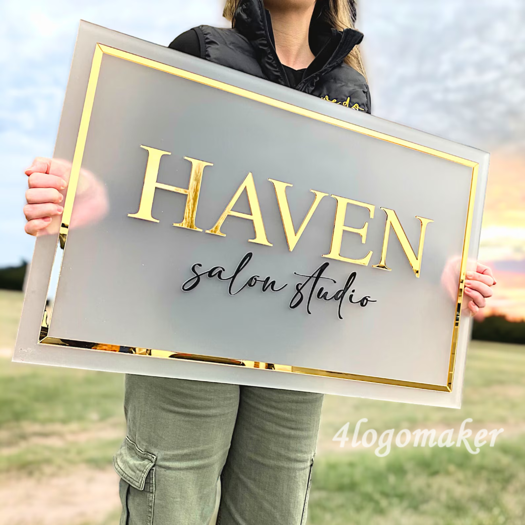 Custom Business Logo Sign | Custom Salon logo sign | Acrylic Logo Sign | 3D Business Sign | Backlit Acrylic Sign | Wall Hanging Office Decor