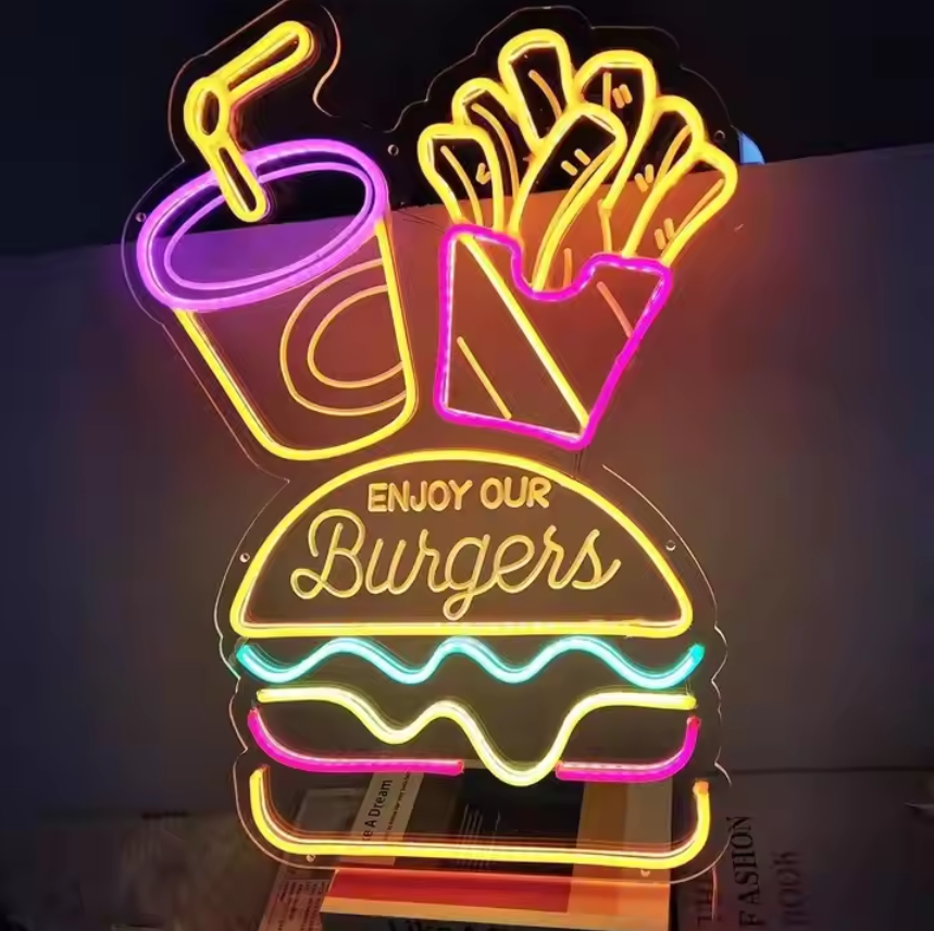 Hamburger Burger Essen LED Neon Zeichen Licht