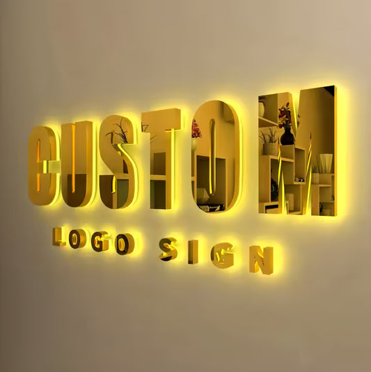 Custom Backlit Business Logo, Halo illuminated 3D Sign, Company Signage, Office Sign, Outdoor/indoor Custom Led Sign, Large Metal Letters