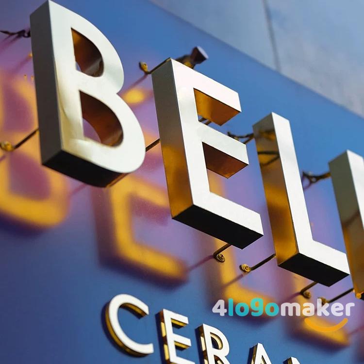 Custom Stainless Steel Sign Light 3D Metal Business Sign
