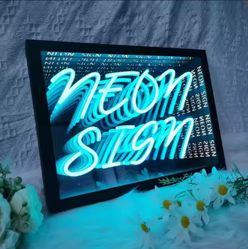 Miroir mural personnalisé avec enseigne néon RGB Infinity