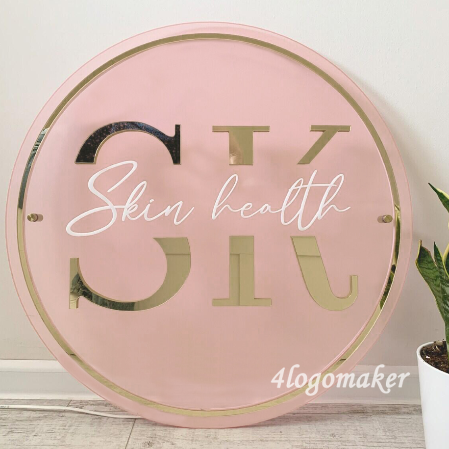 Customized Acrylic Backlit Sign - Neon Acrylic Sign - Light Acrylic Sign - Wall Acrylic Sign - Wall Mounted Sign - Salon Logo Sign