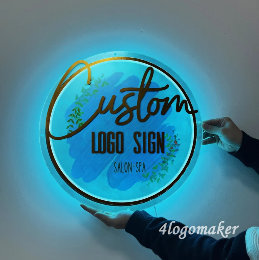 Acrylic Logo Sign, Custom Backlit Sign, Acrylic Office Sign, Wall Decor, Salon Logo Sign, LED Wall Art,Wall Studio Sign,Custom LED Logo Sign