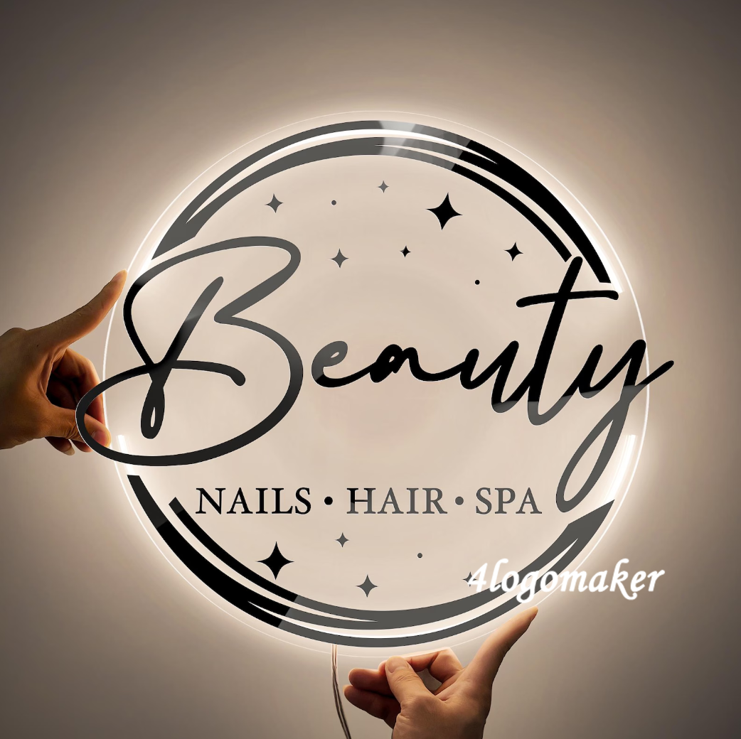 Acrylic Logo Sign, Round Business Sign, Nails Studio Sign, Clinic Sign, Small Sign, Beauty Salon Sign, Neon Acrylic, Bar Sign, Light up Sign