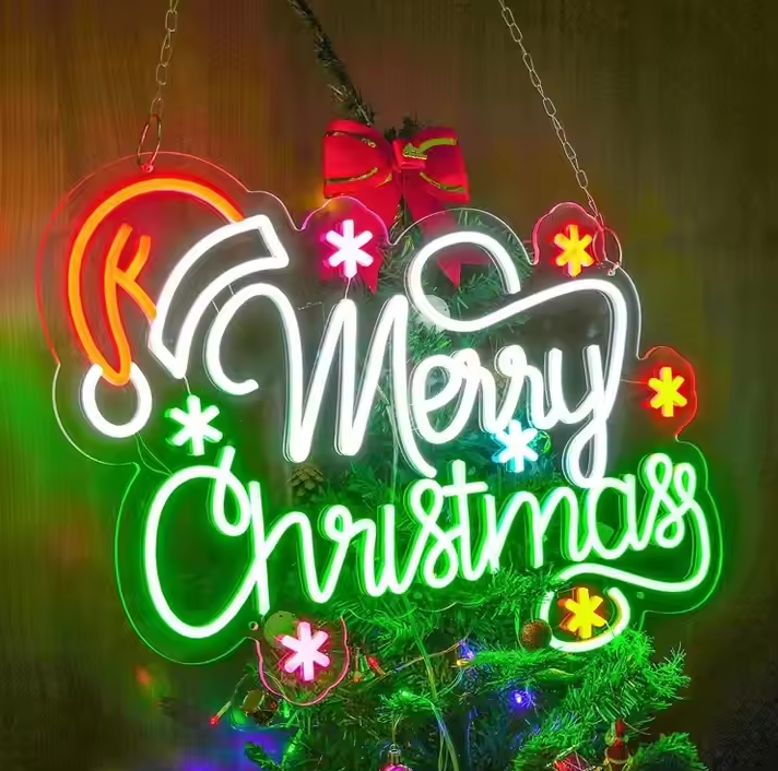 Enseigne lumineuse de Noël personnalisée au néon Joyeux Noël