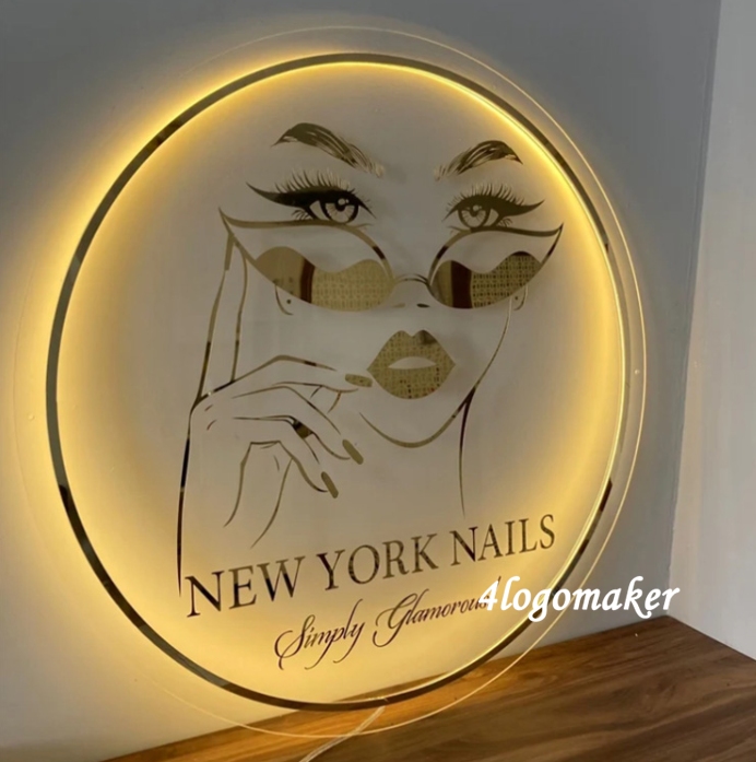 Custom Backlit Acrylic Sign Acrylic Logo Sign LED Business Sign Salon Decor Sign Backlit Logo Sign |Custom shape LED Logo Sign