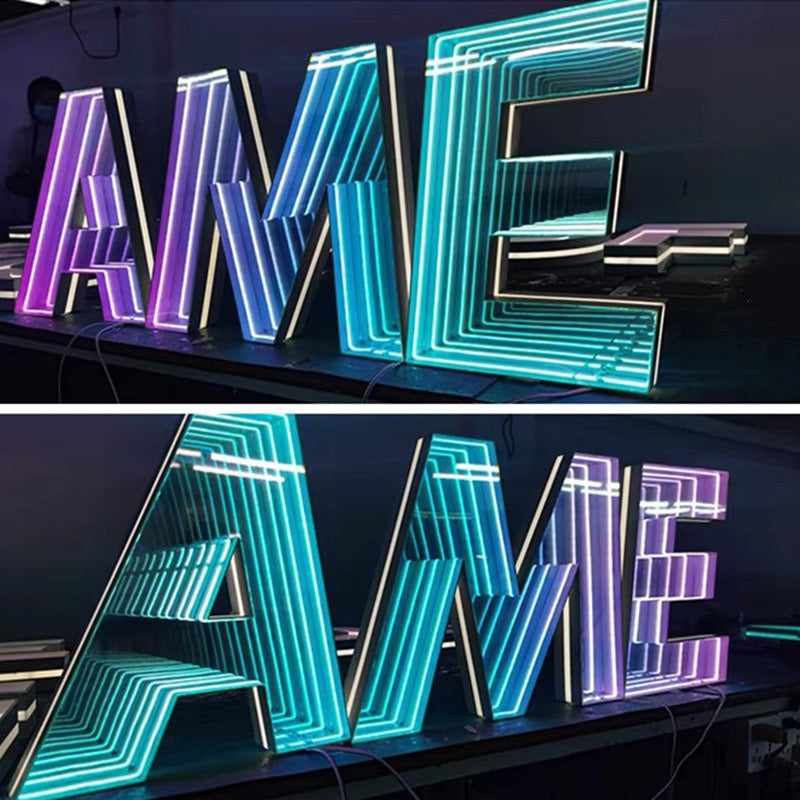 Miroir mural personnalisé avec enseigne néon RGB Infinity