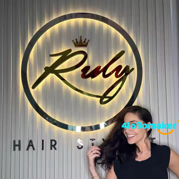 Custom Backlit Sign, Salon Logo Sign, Lasercut Sign For Business , 3D Metal Letters For Office, Company Logo Sign, Illuminated Letter Sign