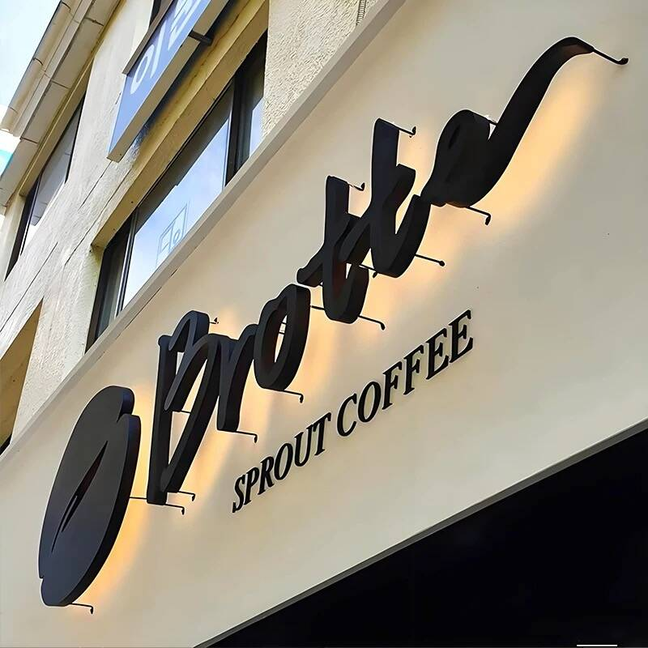 Custom Stainless Steel Sign Light 3D Metal Business Sign