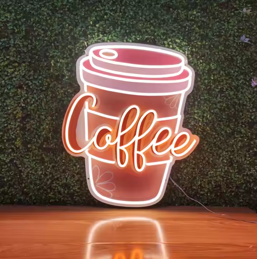 Enseigne lumineuse LED néon personnalisée pour café et boutique