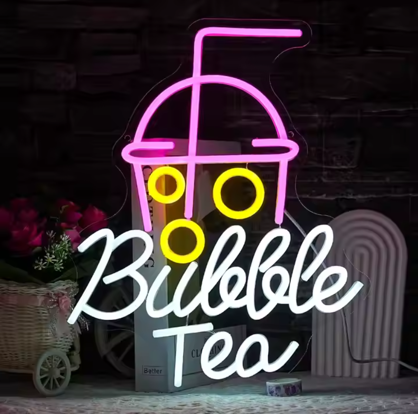 Benutzerdefinierte Blase Milchshakes LED Neon Zeichen Für Dessert Coffee Shop