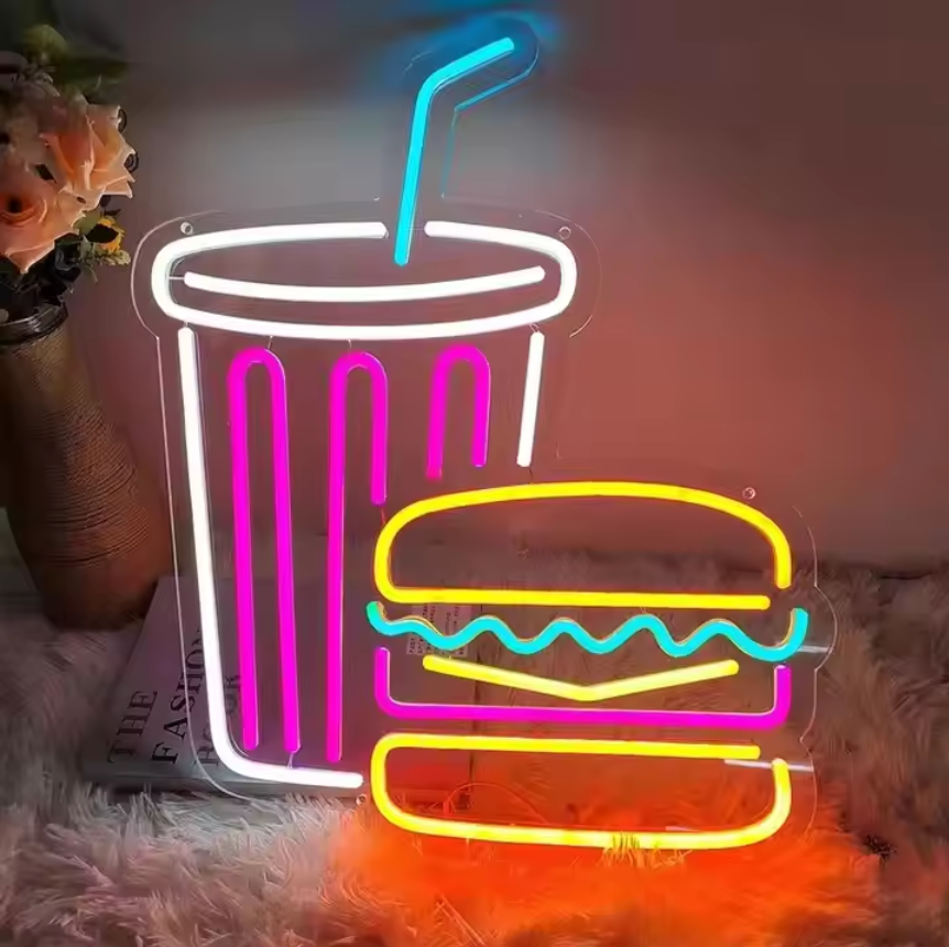 Hamburger Burger Essen LED Neon Zeichen Licht