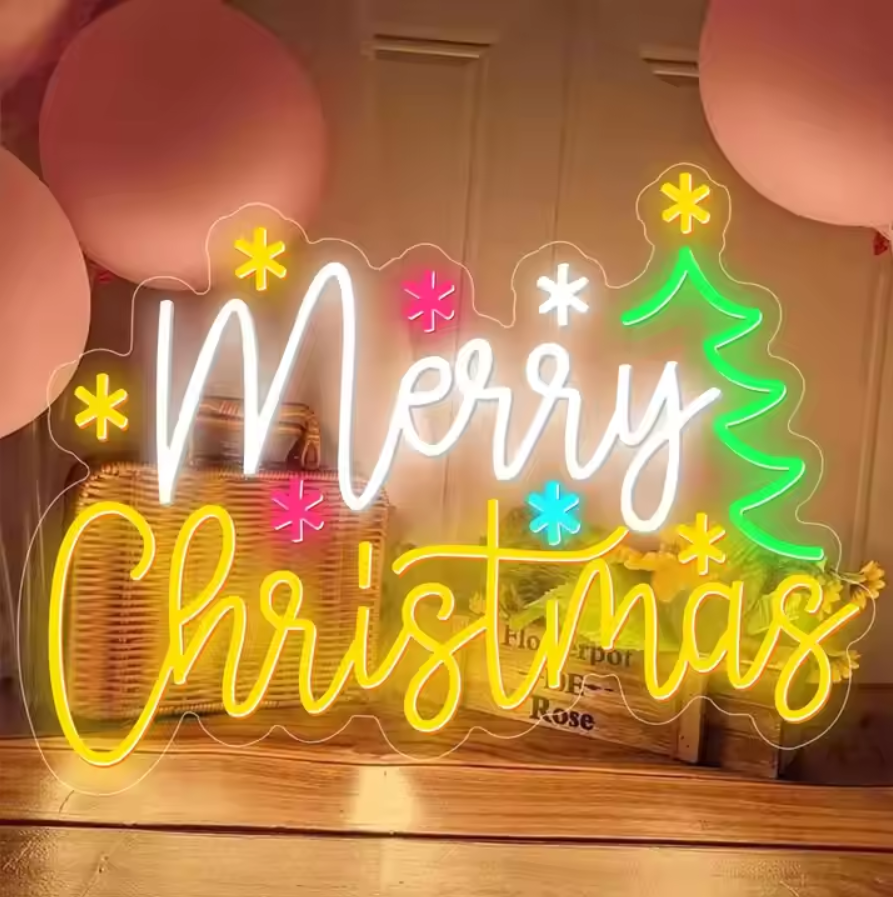 Enseigne lumineuse de Noël personnalisée au néon Joyeux Noël