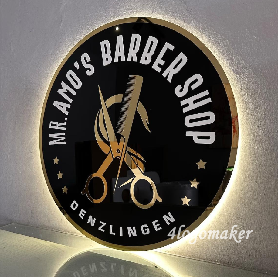 Custom Backlit Sign,Acrylic Sign,Gold Letter Sign,Round Acrylic Signage,Wall Logo Sign For Salon Beauty Studio Sign Decor,Business Sign