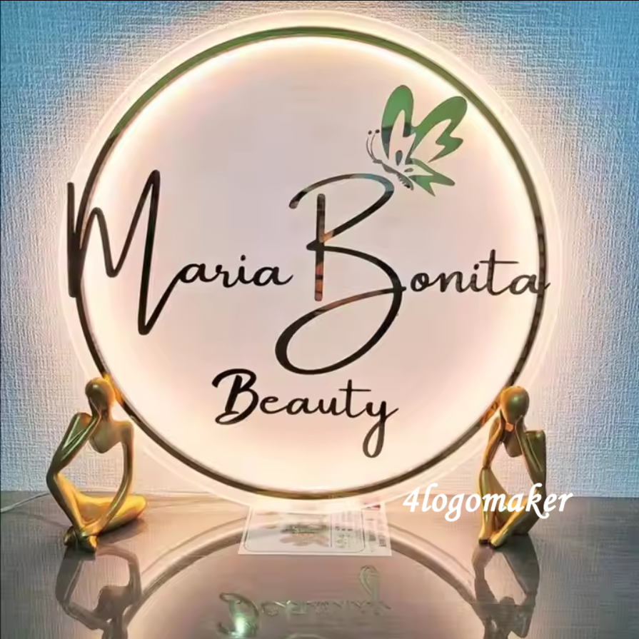 Round LED Acrylic Business Sign | Custom Beauty Salon Sign | Personalized 3D Logo| Light up Spa Sign| Aesthetic Clinic Sign| Reception Decor