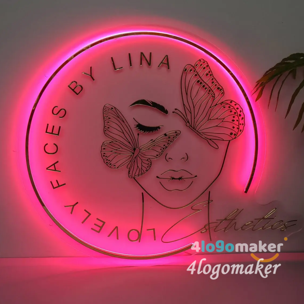 Custom Business Logo Sign, Salon Decor Sign, Backlit Letter Sign, Clinic Business Sign, Laser cut Signboard, Halo Lit Sign, Med Spa Sign