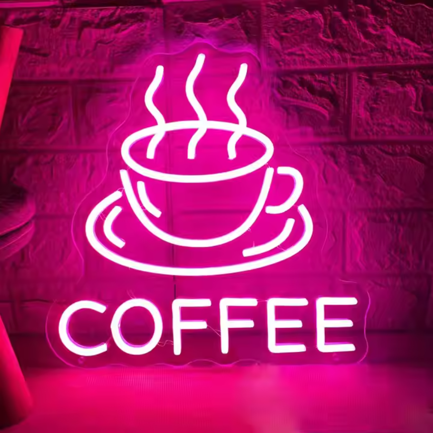 Enseigne lumineuse LED néon personnalisée pour café et boutique