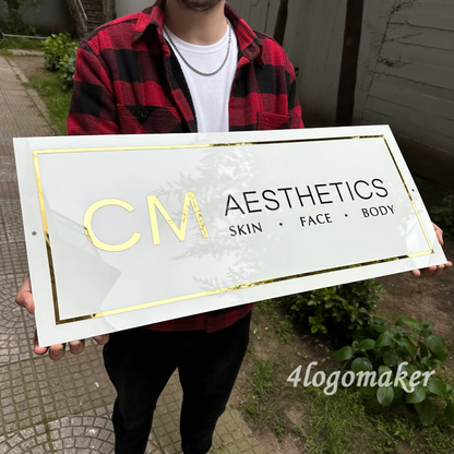 Round LED Acrylic Business Sign | Custom Beauty Salon Sign | Personalized 3D Logo| Light up Spa Sign| Aesthetic Clinic Sign| Reception Decor