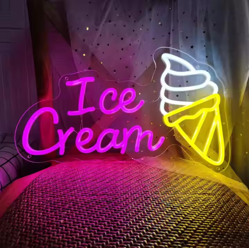 Ice Cream LED Neon Sign Light For Dessert Shop