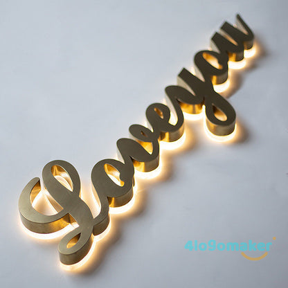 Backlit Business Sign, 3D Metal Sign, LED Logo Sign, Company Sign, Custom Cafe Sign, Illuminated Signboard, Light up Letters, LED Salon Sign