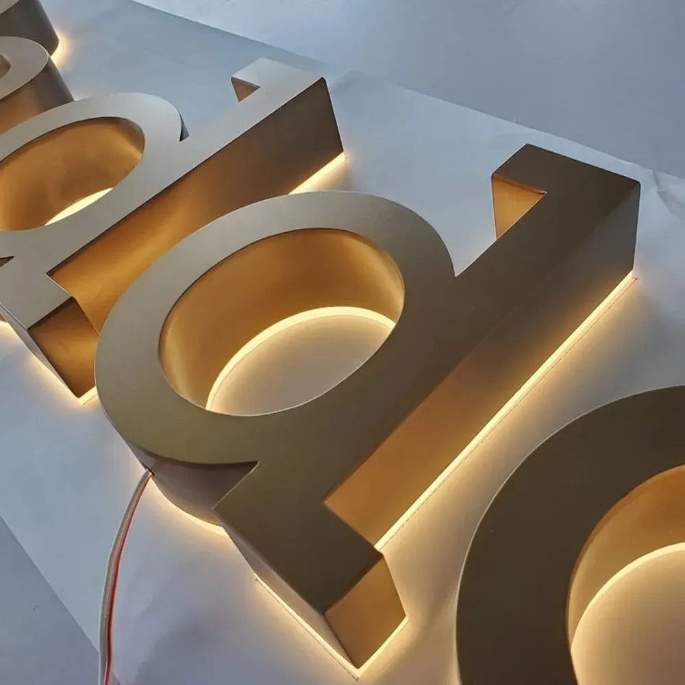 3D Illuminated Signage | 3D Logo Sign Wholesale Gold Business Signs ...