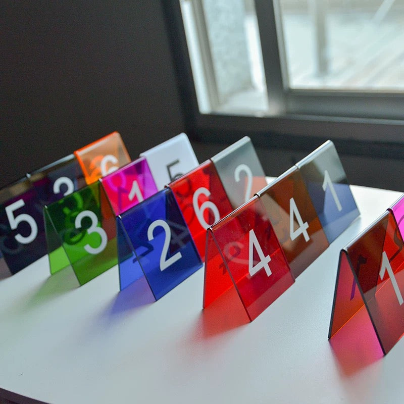 Custom Acrylic Table Number Colorful Stand | QR Code Desk Display ...