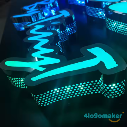 Custom 3D Logo Sign - All Light With Leo Diamond