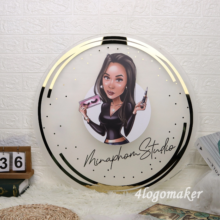 Round LED Acrylic Business Sign | Custom Beauty Salon Sign | Personalized 3D Logo| Light up Spa Sign| Aesthetic Clinic Sign| Reception Decor