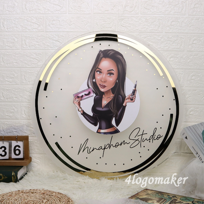 Round LED Acrylic Business Sign | Custom Beauty Salon Sign | Personalized 3D Logo| Light up Spa Sign| Aesthetic Clinic Sign| Reception Decor
