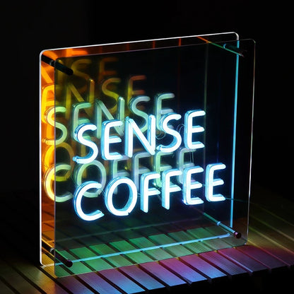 Benutzerdefinierter Spiegelschicht-RGB-Infinity-Neonschild-Wandspiegel
