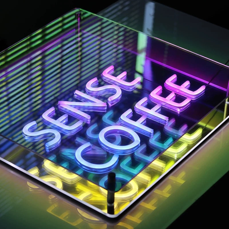 Benutzerdefinierter Spiegelschicht-RGB-Infinity-Neonschild-Wandspiegel
