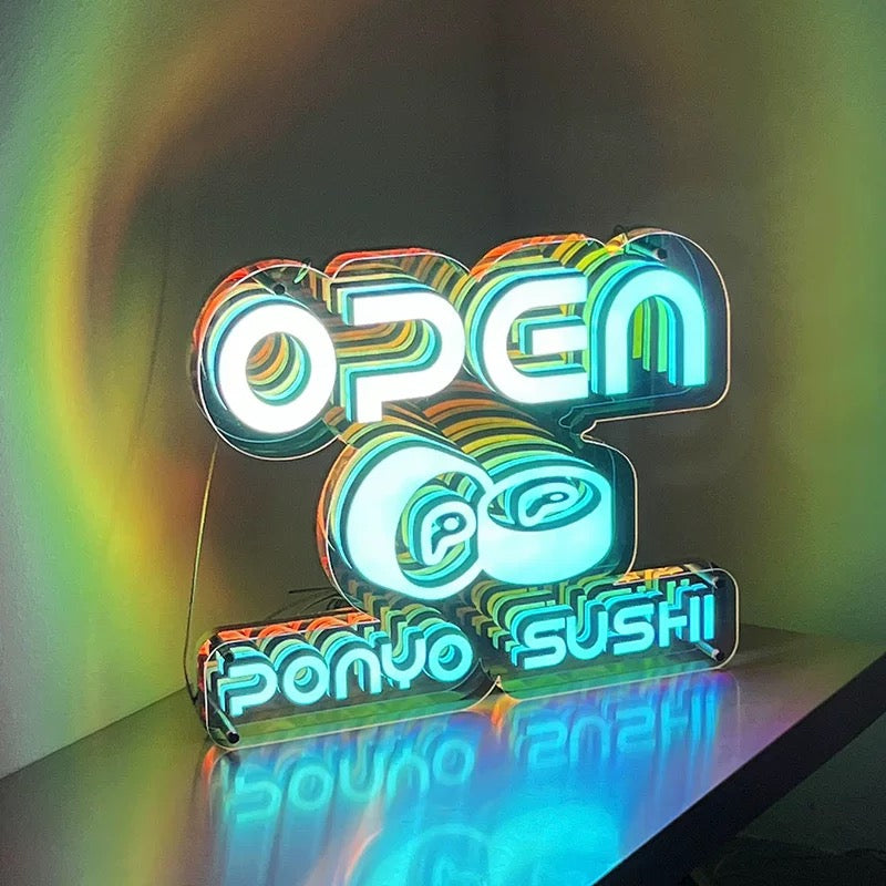 Benutzerdefinierter Spiegelschicht-RGB-Infinity-Neonschild-Wandspiegel