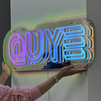 Benutzerdefinierter Spiegelschicht-RGB-Infinity-Neonschild-Wandspiegel