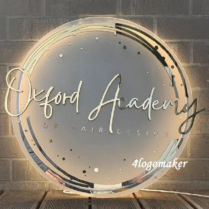 Customized Acrylic Backlit Sign - Neon Acrylic Sign - Light Acrylic Sign - Wall Acrylic Sign - Wall Mounted Sign - Salon Logo Sign