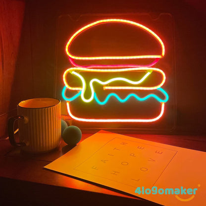 Hamburger Burger Food LED Neon Sign Light