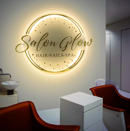Gold Laser Cut Acrylic Logo For Eye Brows Coffee Shop