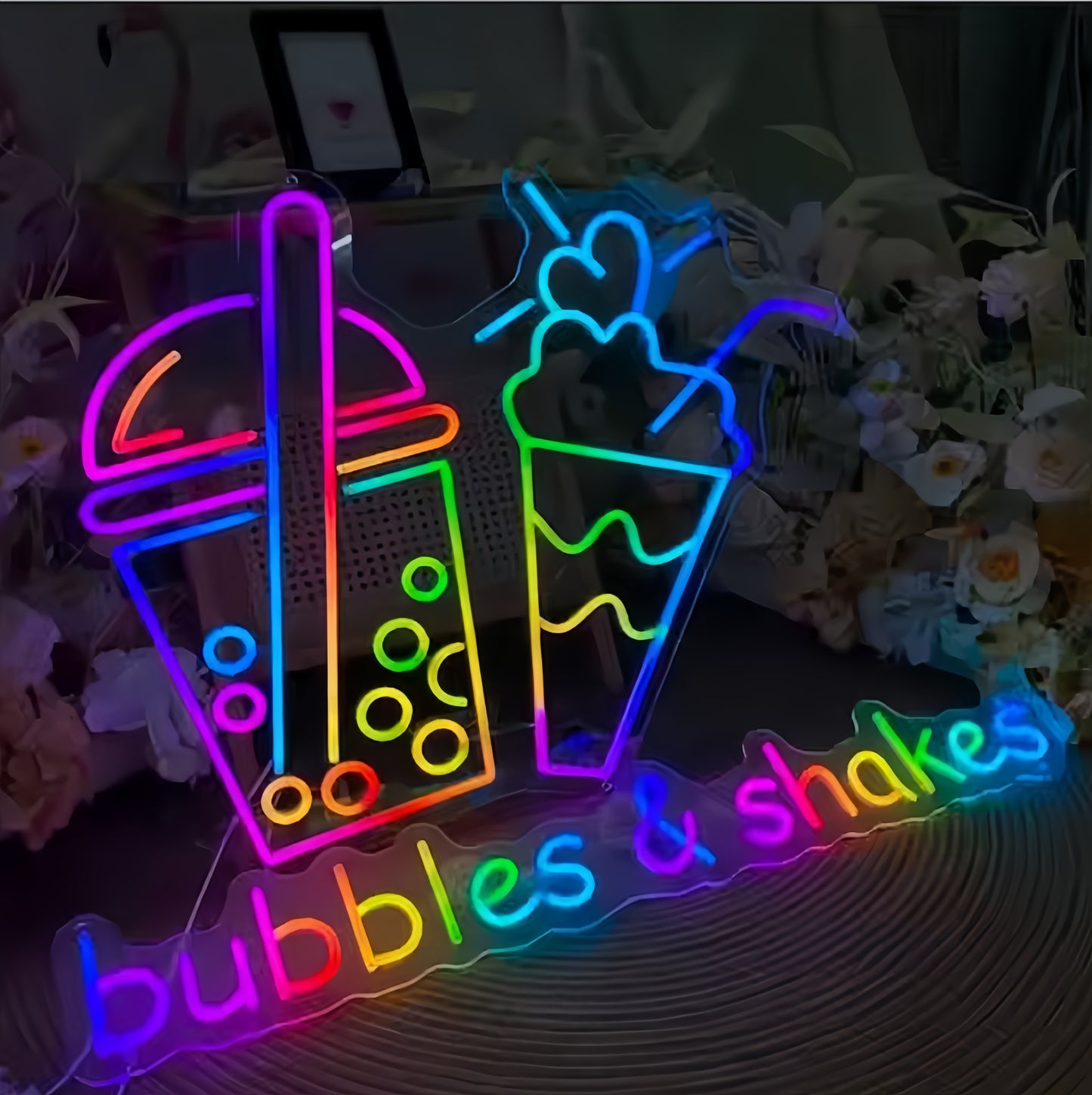 Custom Bubble Milkshakes LED Neon Sign For Dessert Coffee Shop
