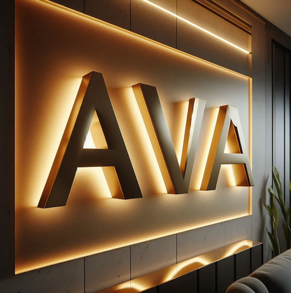 Custom Backlit Business Logo, Halo illuminated 3D Sign, Company Signage, Office Sign, Outdoor/indoor Custom Led Sign, Large Metal Letters