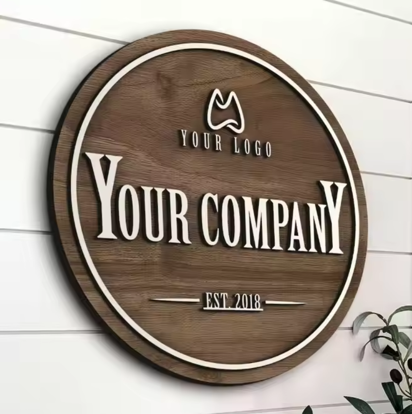 Custom Wooden Sign | Logo Woodworking Signs Business Decor LED Signs ...