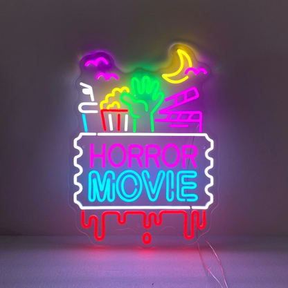 Custom Movie Theater Cinema Film Neon Sign Decor Popcorn