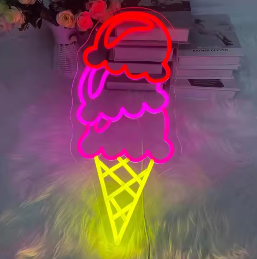 Ice Cream LED Neon Sign Light For Dessert Shop