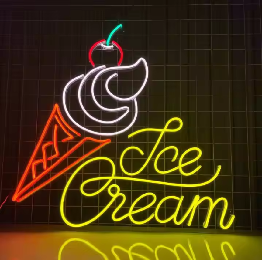 Ice Cream LED Neon Sign Light For Dessert Shop