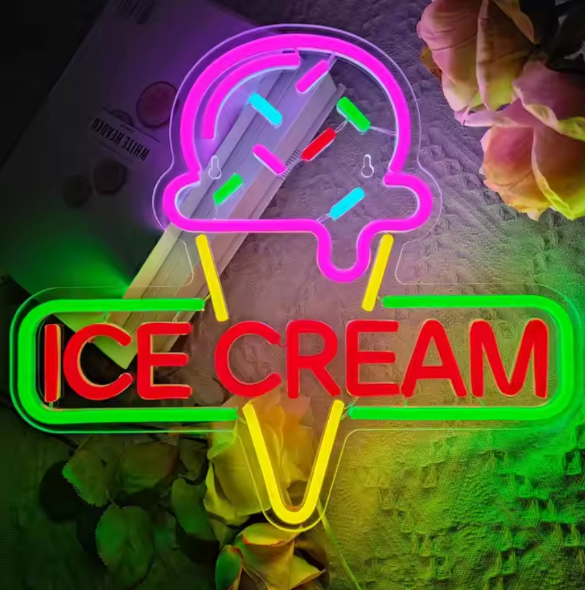 Ice Cream LED Neon Sign Light For Dessert Shop