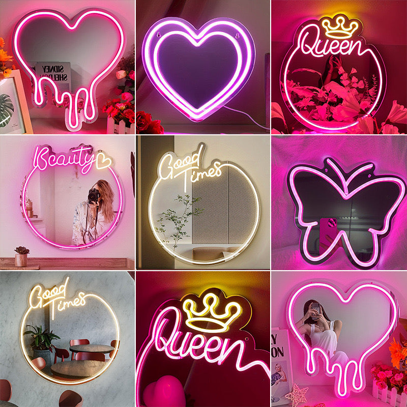 Custom Mirror LED Neon Light For Room Decor Wall Wedding Business