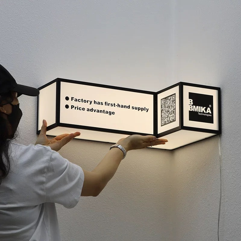 Panneau lumineux d'angle personnalisé pour entreprise