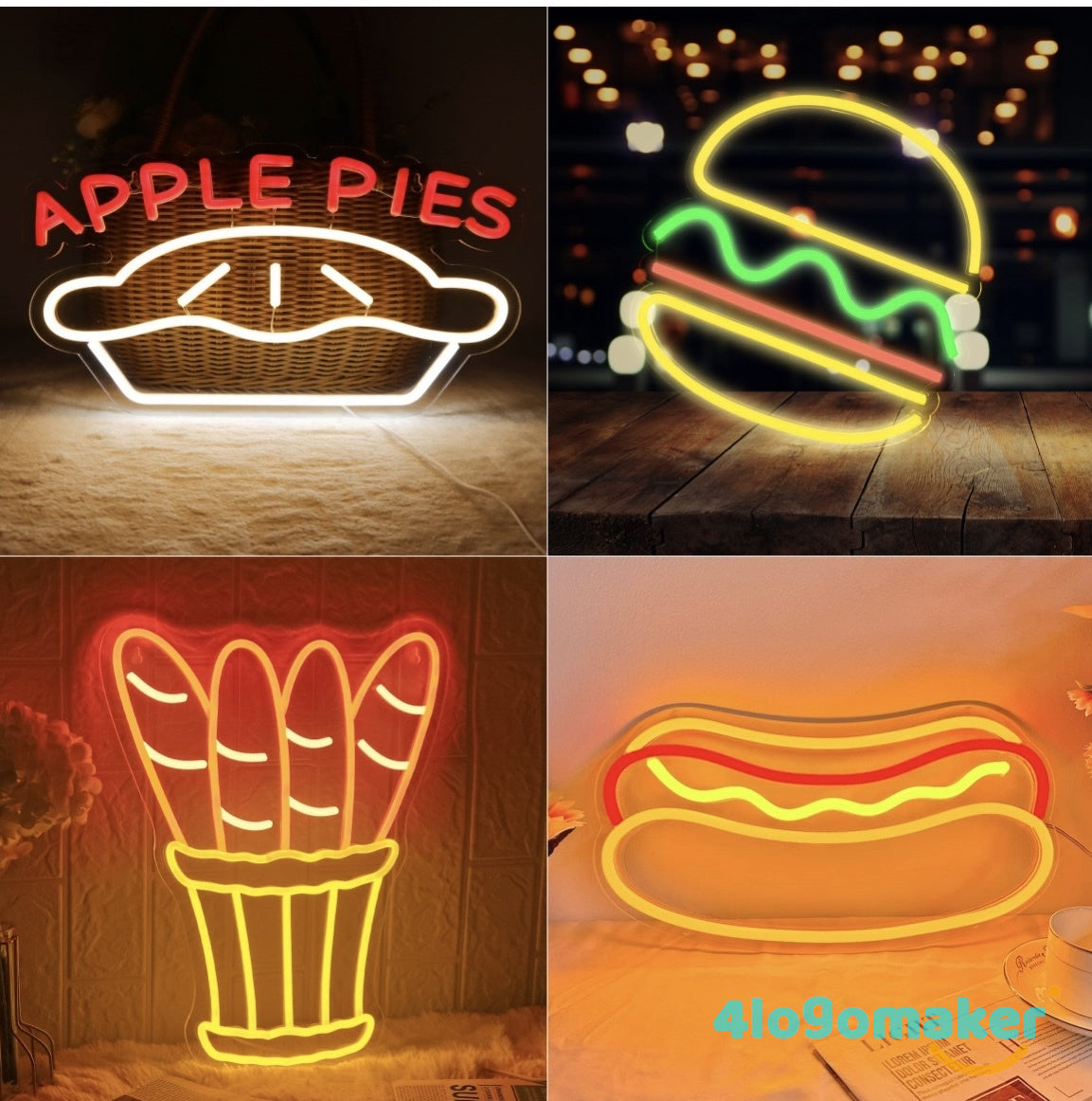 Pizza & Burger Food Neon Sign