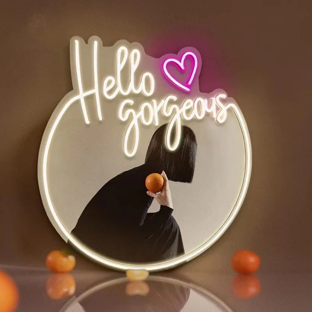 Custom Y2K Wavy Mirror LED Neon Light For Room Decor Wall Makeup Neon